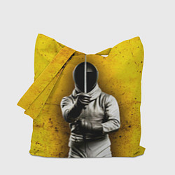 Сумка-шопер Фехтовальщик с рапирой на желтом, цвет: 3D-принт