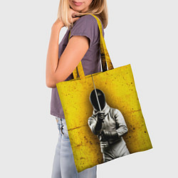 Сумка-шопер Фехтовальщик с рапирой на желтом, цвет: 3D-принт — фото 2
