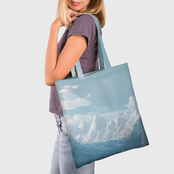 Сумка-шопер Снежный горный хребет светло-голубой, цвет: 3D-принт — фото 2