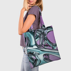Сумка-шопер Металлическая абстракция на фиолетовом фоне, цвет: 3D-принт — фото 2