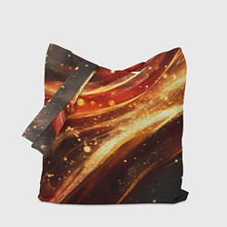 Сумка-шопер Красно-золотая текстура на черном, цвет: 3D-принт