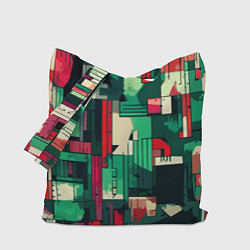 Сумка-шопер Абстракция красно-зелёный геометричный, цвет: 3D-принт