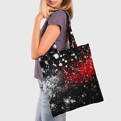 Сумка-шопер Бело-красные блестяшки на черном, цвет: 3D-принт — фото 2