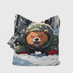 Сумка-шопер Злой медведь с красными глазами, цвет: 3D-принт