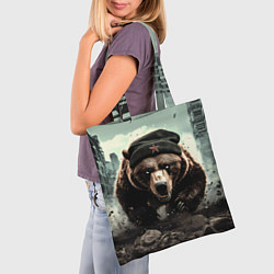 Сумка-шопер Русский медведь бежит вперед, цвет: 3D-принт — фото 2