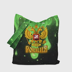 Сумка-шопер Герб России - неоновый фон, цвет: 3D-принт