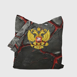 Сумка-шопер Герб России черные плиты, цвет: 3D-принт