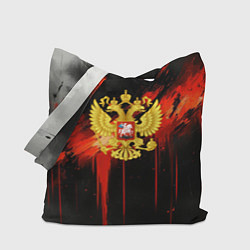 Сумка-шопер Герб России - красная краска на черном, цвет: 3D-принт