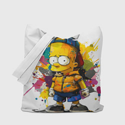 Сумка-шопер Рисунок красками Барт Симпсон, цвет: 3D-принт
