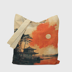 Сумка-шопер Рыбацкий дом на закате, цвет: 3D-принт