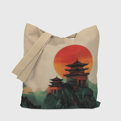 Сумка-шопер Храм в горах, цвет: 3D-принт