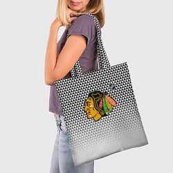 Сумка-шопер Чикаго Блэкхокс - геометрический паттерн с градиен, цвет: 3D-принт — фото 2