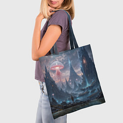 Сумка-шопер Фантастический мир с медузами и озеро у гор, цвет: 3D-принт — фото 2