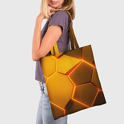 Сумка-шопер Желтые неоновые соты - текстура, цвет: 3D-принт — фото 2