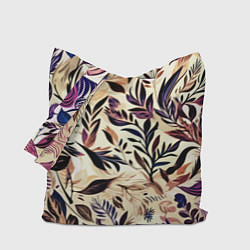 Сумка-шопер Цветочный светло-коричневый с листьями, цвет: 3D-принт
