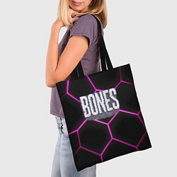 Сумка-шопер Bones белый глитч лого, цвет: 3D-принт — фото 2