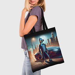 Сумка-шопер Бендер с пистолетом - Нью-Йоркская мафия, цвет: 3D-принт — фото 2