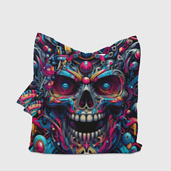 Сумка-шопер Colorful cyber skull - pattern, цвет: 3D-принт