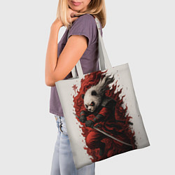 Сумка-шопер Демоническая панда самурай - нейроарт, цвет: 3D-принт — фото 2