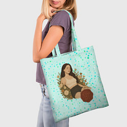 Сумка-шопер Lana Del Rey сидит в цветах, цвет: 3D-принт — фото 2