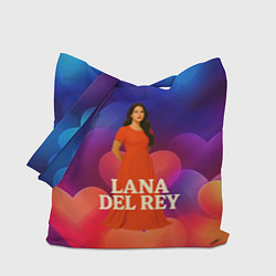 Сумка-шопер Lana Del Rey на фоне сердечек, цвет: 3D-принт