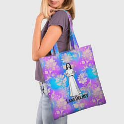 Сумка-шопер Lana Del Rey нарисованная черными линиями, цвет: 3D-принт — фото 2