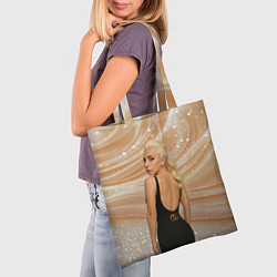 Сумка-шопер Леди Гага в черном платье, цвет: 3D-принт — фото 2