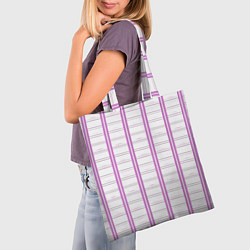 Сумка-шопер Color white cage pink line, цвет: 3D-принт — фото 2
