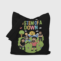 Сумка-шопер System of a Down мультяшный, цвет: 3D-принт