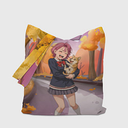 Сумка-шопер Сиратори Айра Дандадан с щенком, цвет: 3D-принт