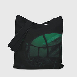 Сумка-шопер Нападение Тилозавра на девушку в батискафе ужасы, цвет: 3D-принт