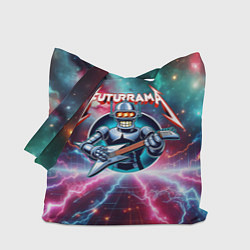 Сумка-шопер Гитарист Бендер рок группы Футурама, цвет: 3D-принт