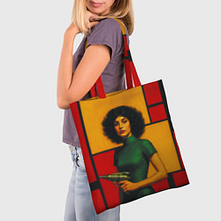 Сумка-шопер Девушка с бластером ретрофутуризм поп-арт 1970-е, цвет: 3D-принт — фото 2