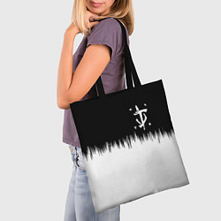 Сумка-шопер Doom краски черно белый, цвет: 3D-принт — фото 2