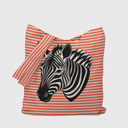 Сумка-шопер Зебра на оранжевых полосах, цвет: 3D-принт