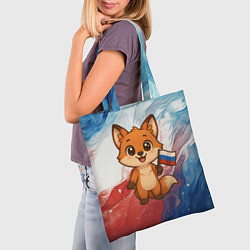 Сумка-шопер Лисенок с флагом России, цвет: 3D-принт — фото 2