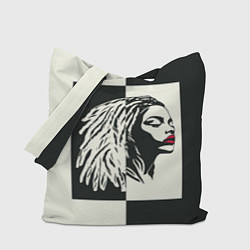 Сумка-шопер Девушка с дредами на темно-зеленом, цвет: 3D-принт