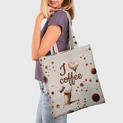 Сумка-шопер Пятна кофе часть дизайна - можно проливать, цвет: 3D-принт — фото 2