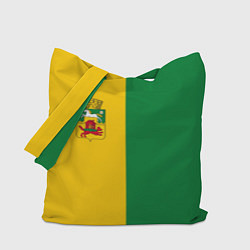 Сумка-шоппер Новокузнецк, зелёно-жёлтый, герб и надпись на спин