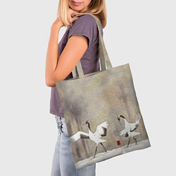 Сумка-шопер Журавли зимняя акварель, цвет: 3D-принт — фото 2