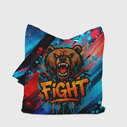 Сумка-шопер Fight - медведь в краске, цвет: 3D-принт