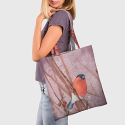 Сумка-шопер Снегирь и зимние ягоды, цвет: 3D-принт — фото 2