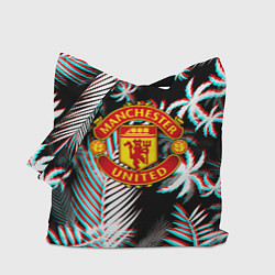 Сумка-шопер Манчестер Юнайтед тропики глитч, цвет: 3D-принт