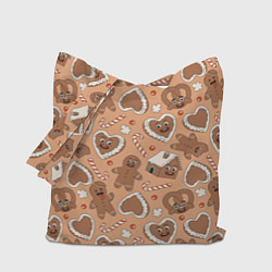 Сумка-шопер Паттерн с новогодним печеньем, цвет: 3D-принт