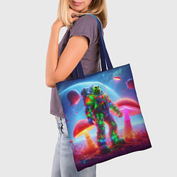 Сумка-шопер Неоновый космонавт Шрек на планете гигантских мухо, цвет: 3D-принт — фото 2