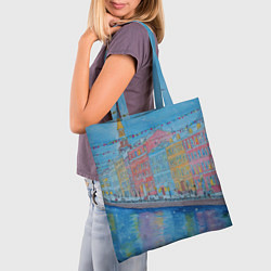 Сумка-шопер Новогодний рисованный Санкт-Петербург, цвет: 3D-принт — фото 2