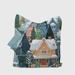 Сумка-шопер Новогодний елочный двор, цвет: 3D-принт