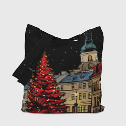 Сумка-шопер Красная новогодняя елка, цвет: 3D-принт