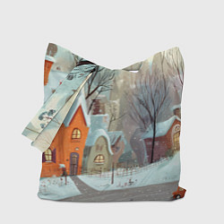 Сумка-шопер Милый новогодний дворик, цвет: 3D-принт
