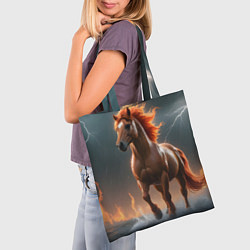 Сумка-шопер Огненная лошадь в грозу, цвет: 3D-принт — фото 2